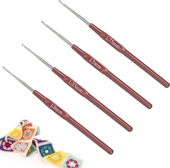 Set di 4 piccole aghi da cucire - 1,0 mm, 1,25 mm, 1,5 mm, 1,75 mm