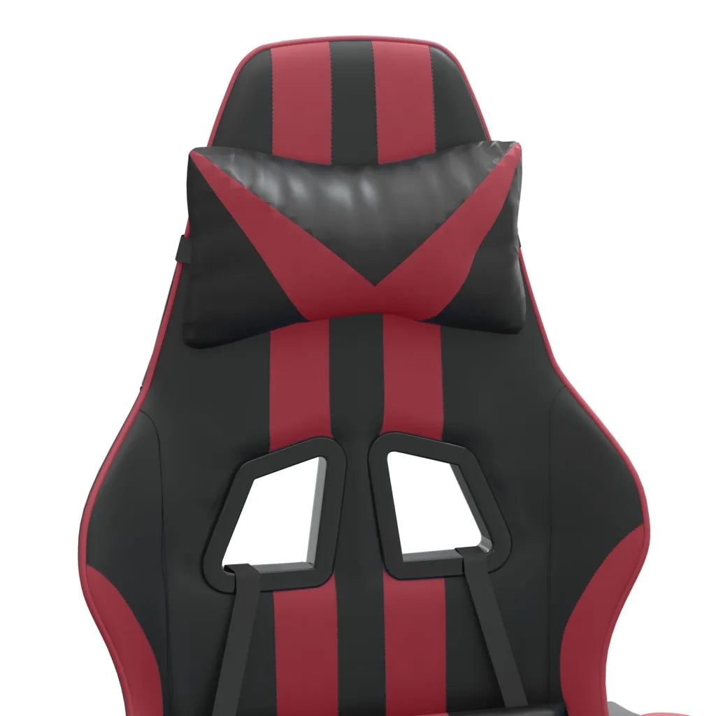 Sedia da Gaming con Poggiapiedi Nero e Rosso Vino in Similpelle cod mxl 63519