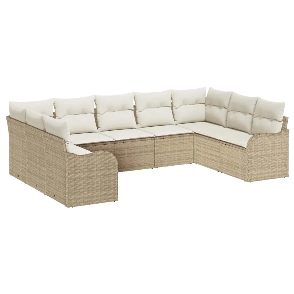 Set Divano da Giardino 9 pcs Beige e bianco polyrattan 3354530