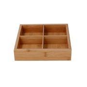Cassetto bambù 4 scomparti naturale quadro cm 21x21h4,8