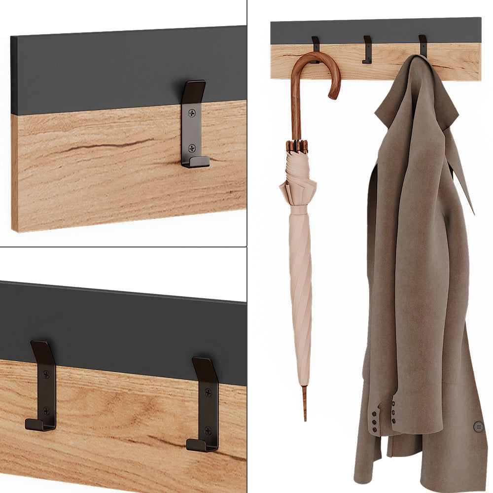 Vicco Appendiabiti da parete Antracite/quercia dorata 60 x 15 cm