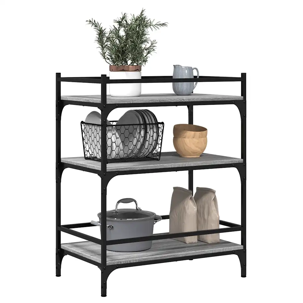 Carrello da Cucina-Scaffale per Cucina Grigio Sonoma 65x40x86,5cm Legno Multistrato