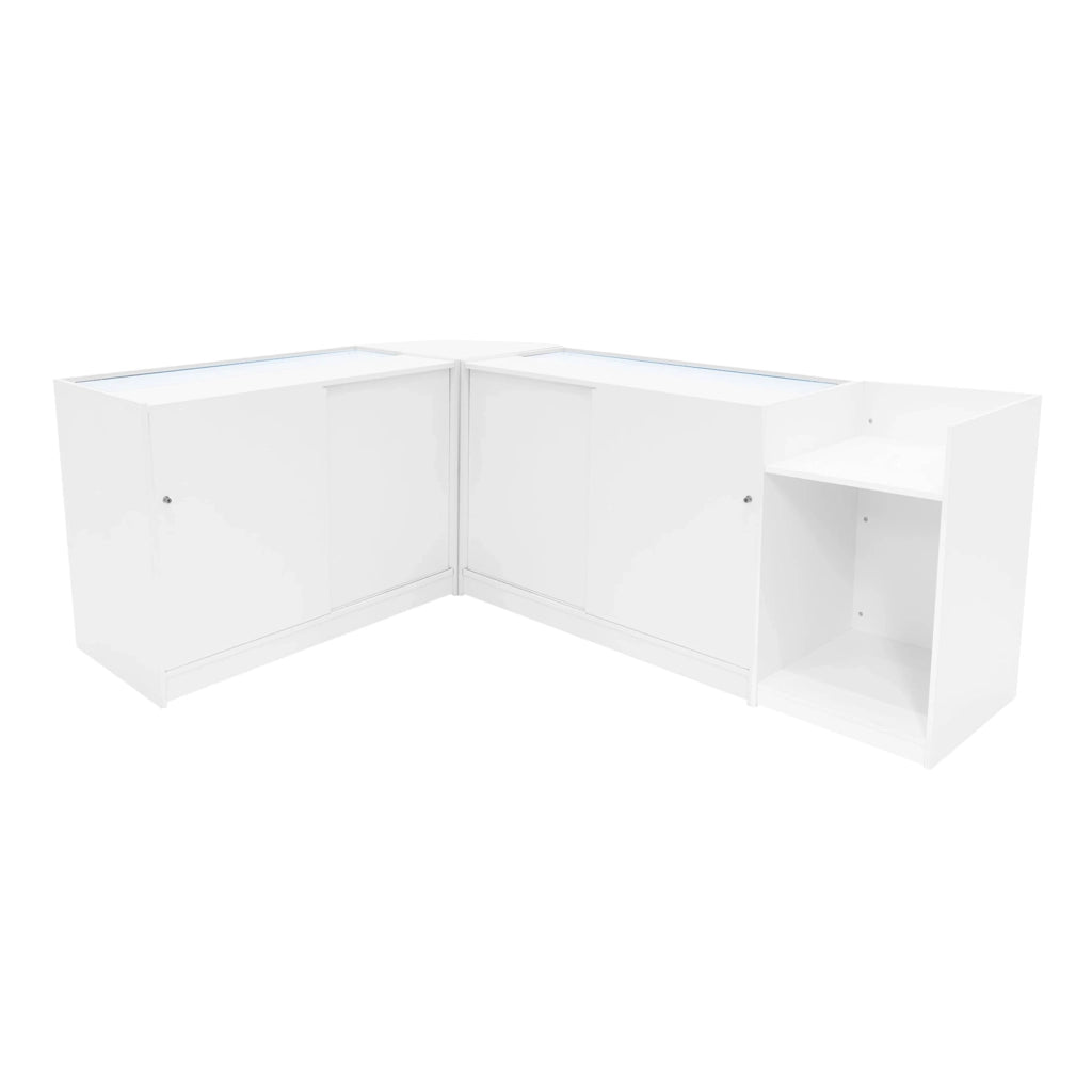 Set Banconi Bianco Hyperion LED K1200 B1200 LM60 TB60 con Serrature e Vetrina