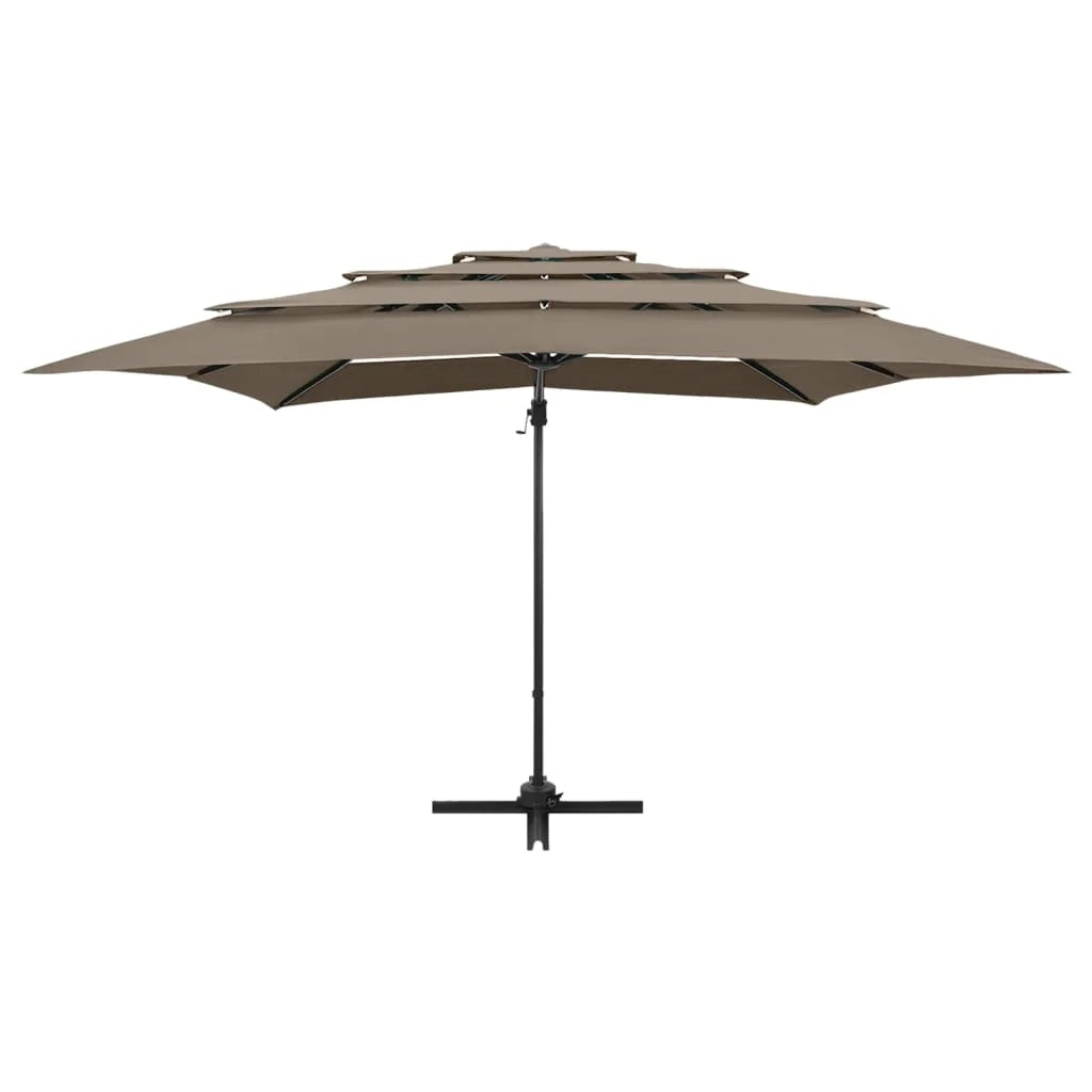 Ombrellone a quattro livelli con palo in alluminio 250 x 250 cm tortora 02_0008794
