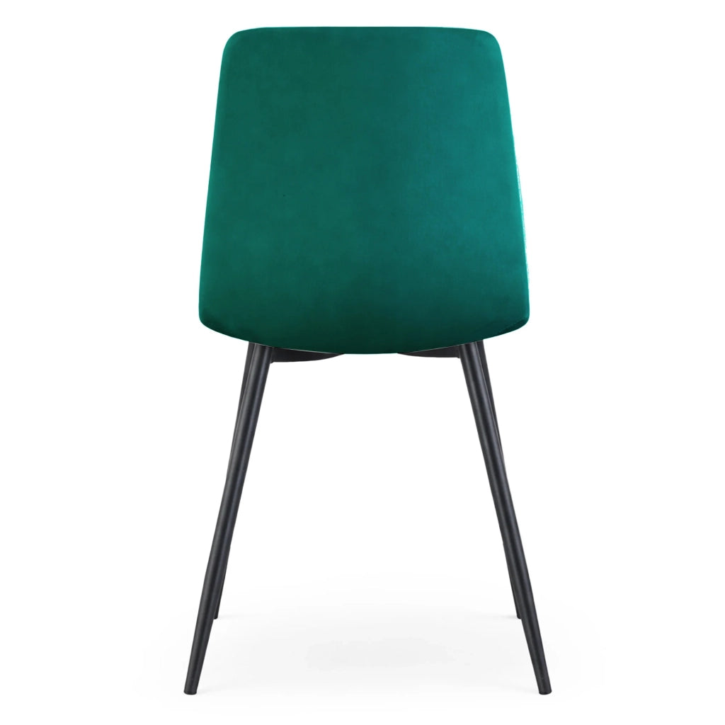 Set di 6 Sedie in velluto trapuntate LIVO Verde Bottiglia gambe nere