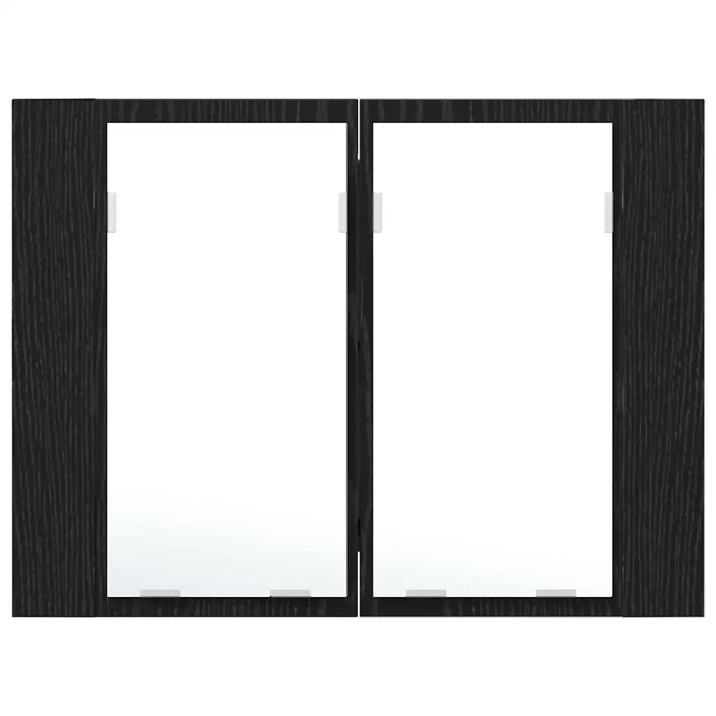 Mobiletto per specchio da Bagno | Armadio da bagno Rovere Nero 60 x 12 x 45 cm