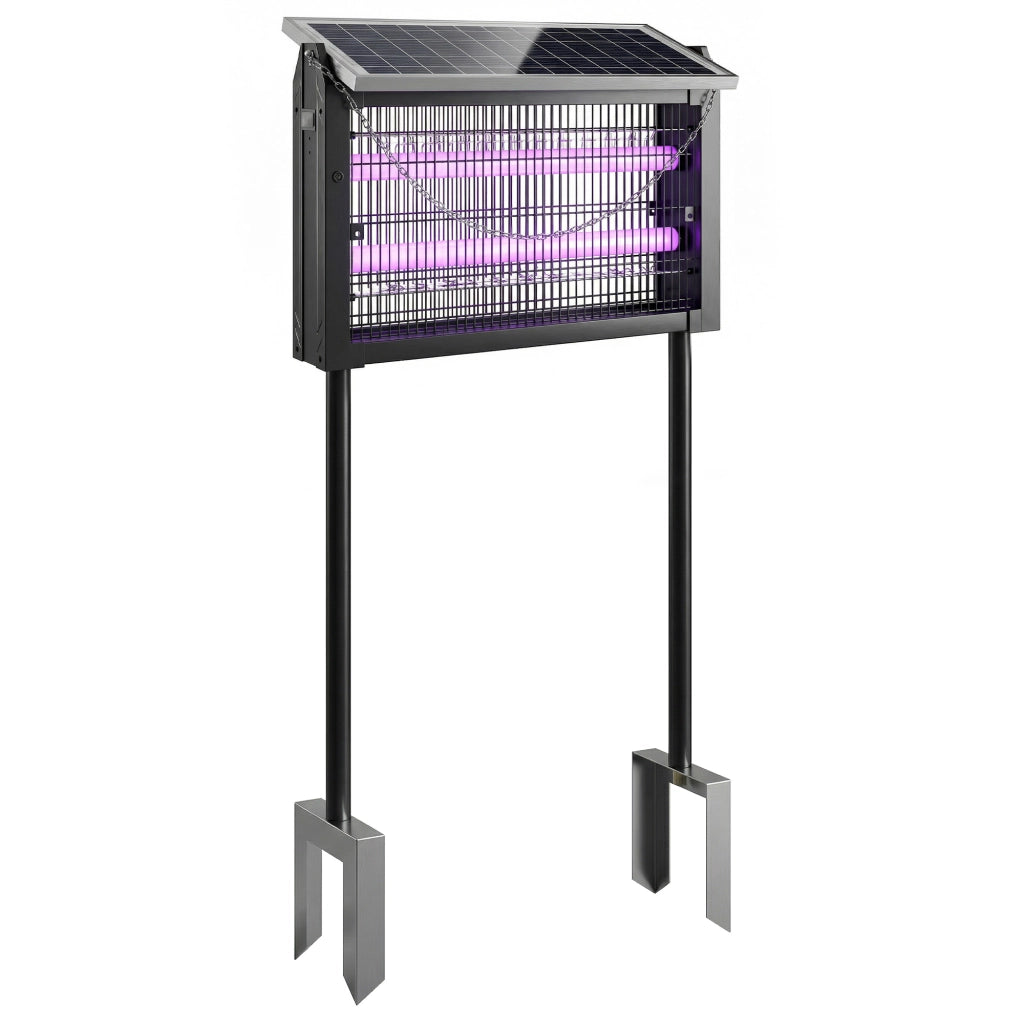 Lampada Antizanzare da Esterno 45x18x90 cm a Energia Solare con Rete di Protezione Nero