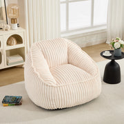 Pouf a sacco in velluto a coste beige con imbottitura in schiuma per ambienti interni