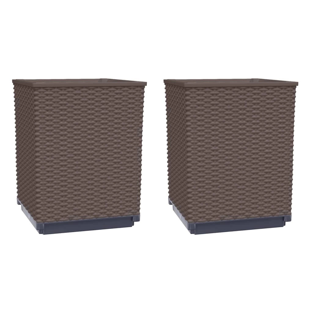 Fioriera rialzata per piante fiori giardino terrazze set da 2 30 x 30 x 37 cm polipropilene marrone 02_0038925