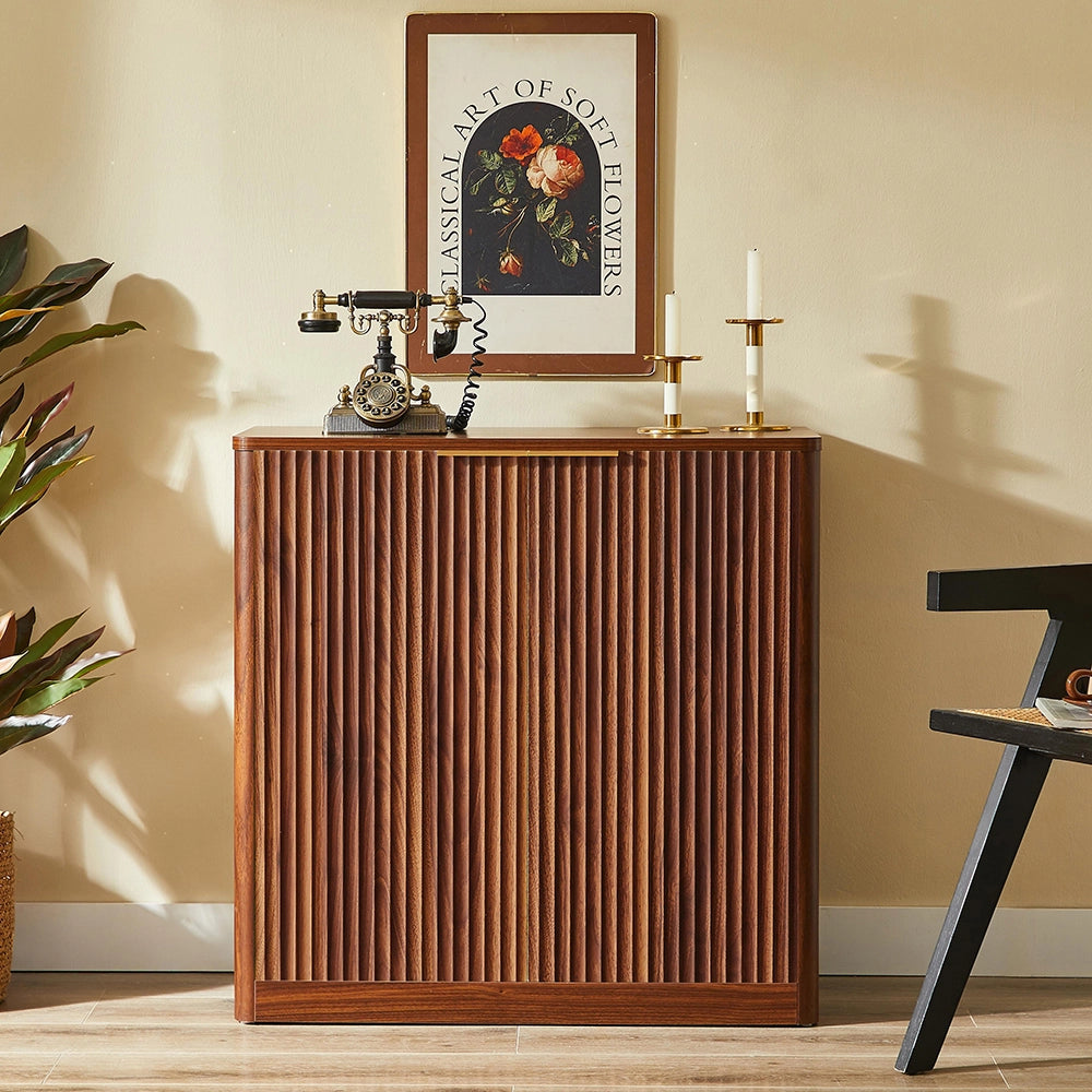 Buffet moderno - Xylo - 120x40x76 cm - Marrone - Pannelli incassati e ripiani regolabili