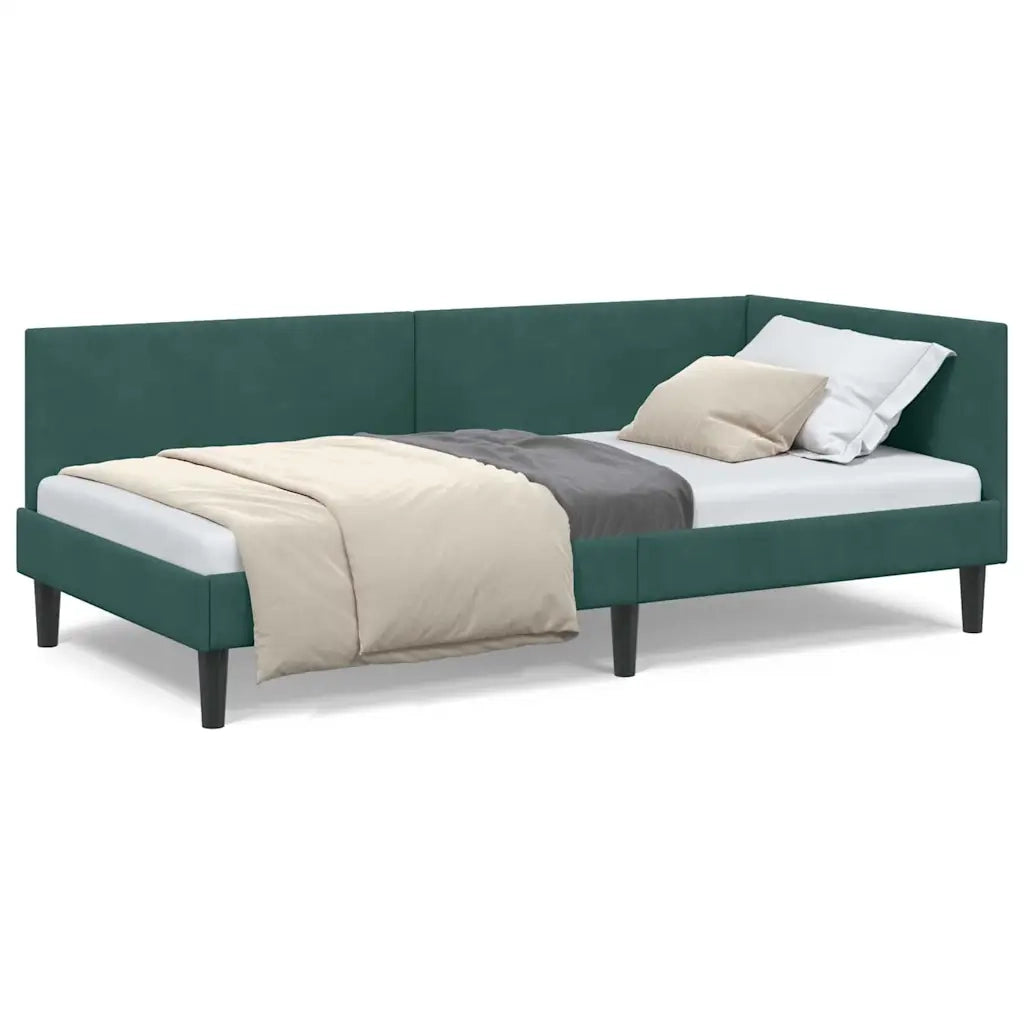 vidaXL Cornice del letto ad angolo Altro Verde scuro 100 x 200 cm