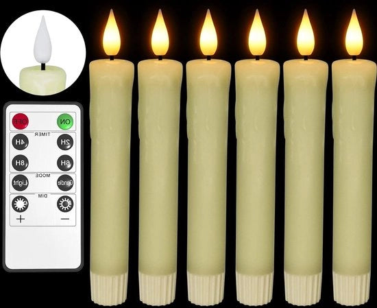 Luci a candela con fiamma oscillante - Candelabri a candela con telecomando - Batterie - Candele vere - Ivoia - Candelabri elettrici con effetto fiamma - Decorazione natalizia - Casa - Tavolo - Camera