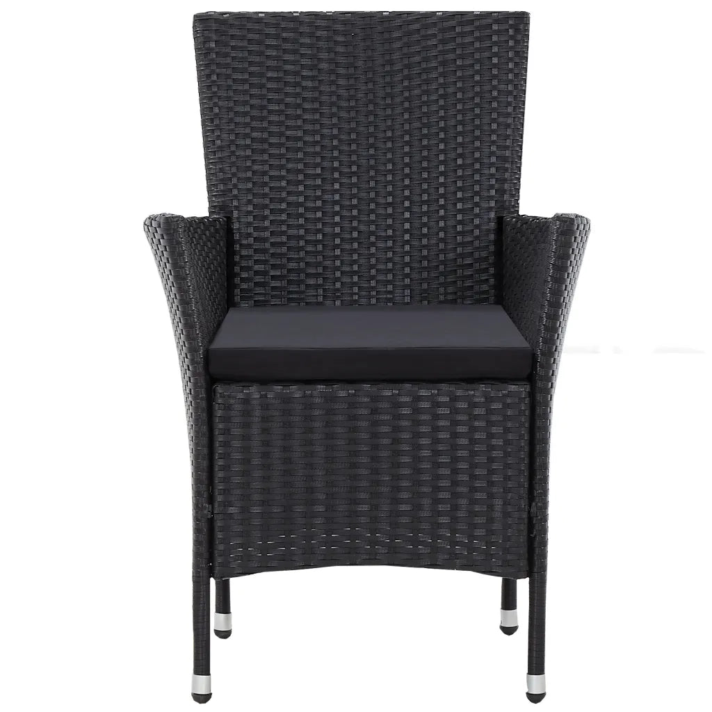 Set da Pranzo da Giardino 5 pz in Polyrattan Nero 45978