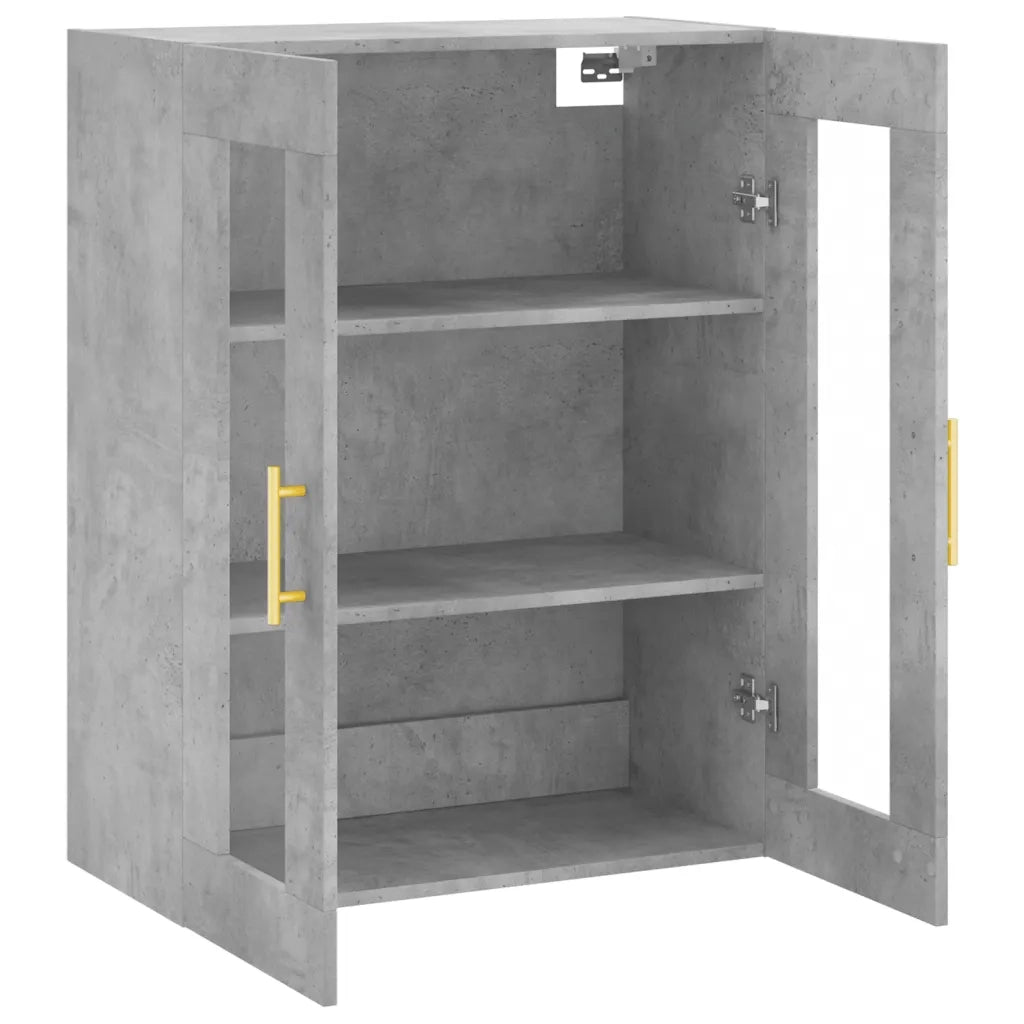Mobiletto a parete pratico ed elegante 69,5 x 34 x 90 cm salvaspazio realizzato in legno composito grigio cemento 02_0048620