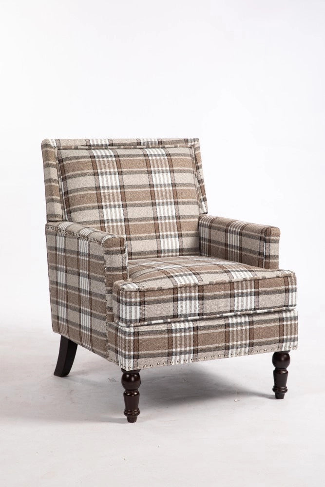 Poltrona Vintage ¨C Xylo ¨C Tessuto Lino Marrone con Borchie