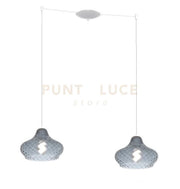 SOSPENSIONE BIANCO 2 LUCI SPOSTABILE VETRI PICCOLI ZAFFIRO 1191BI-S2 SP-ZA