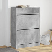 Scarpiera 2 Cassetti Ribaltabili-Scaffale per scarpe Grigio Cemento 80x34x116 cm