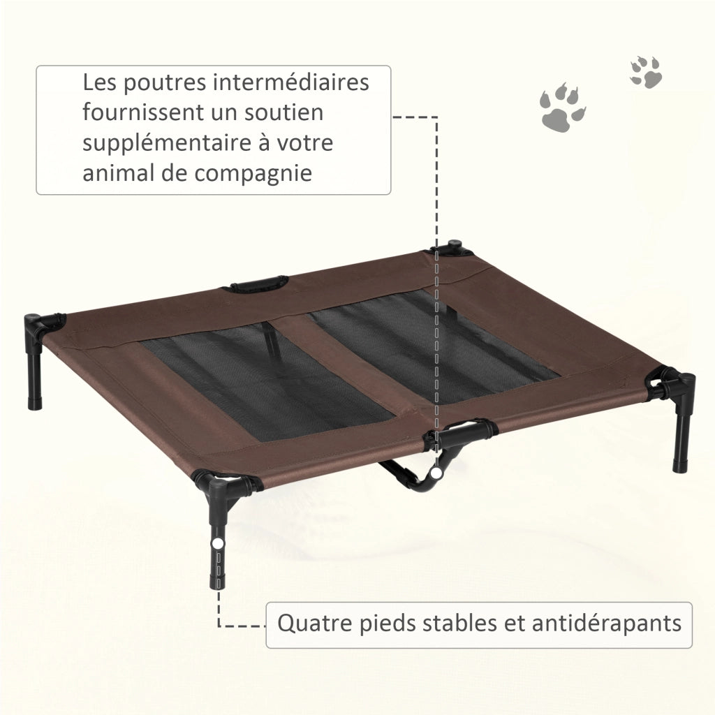 Brandina rialzata per cani e gatti ¨C Xylo ¨C tessuto Oxford traforato marrone 92x76x18 cm