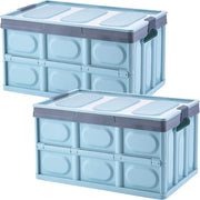 Scatola di Stoccaggio in Plastica con Coperchio, Scatola di Ripiano Flessibile, Scatola di Trasporto Ripiegabile, Contenitore di Stoccaggio da 30 L, Scatola per Abiti, Giochi, Libri, Snack, Cestelli per Scarpe, Scatola di Stoccaggio a 2 Pezzi