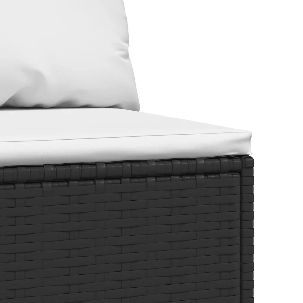 Divano Centrale da Giardino con Cuscini in Polyrattan Nero 319737