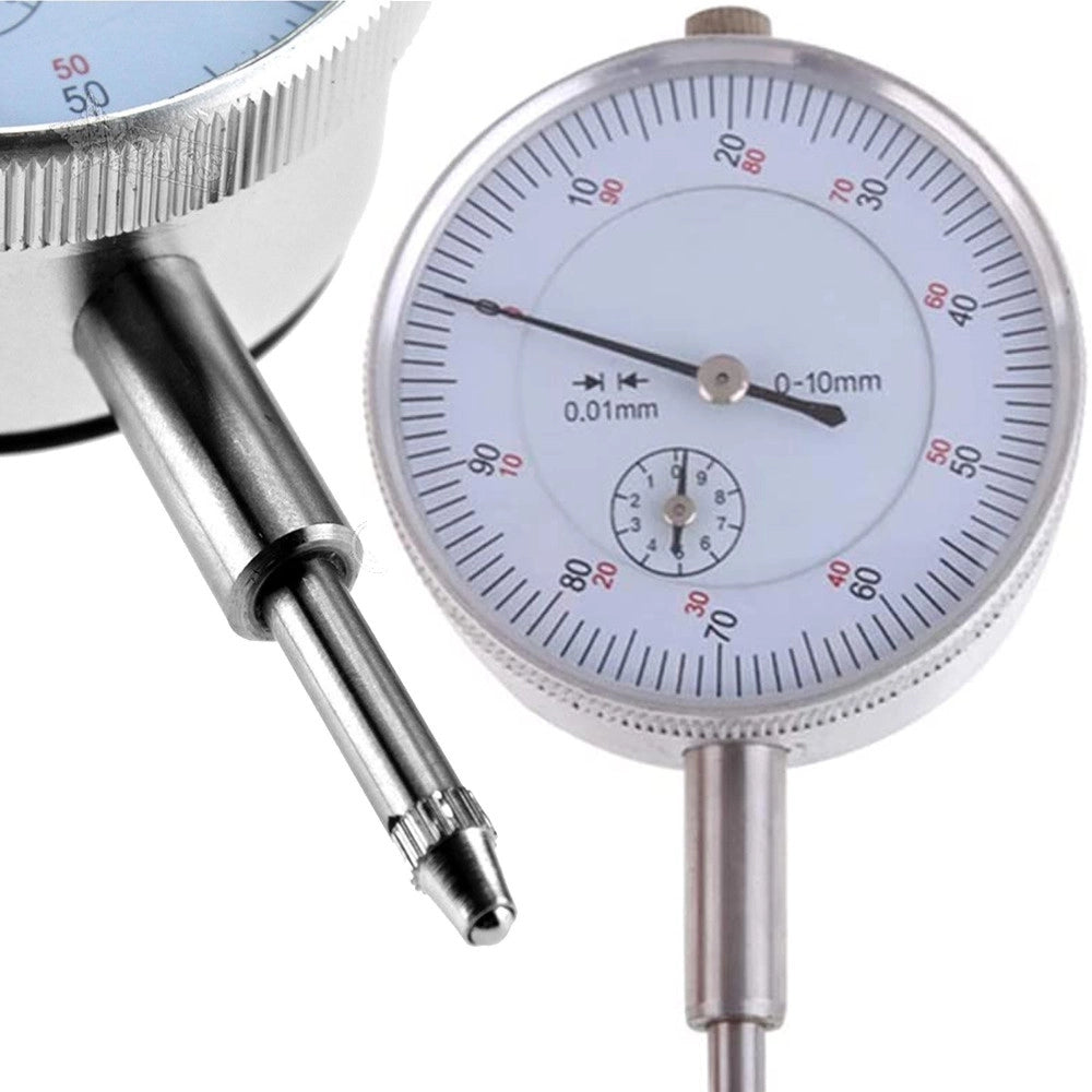 Trade Shop - Comparatore Centesimale 0-10mm Risoluzione 0,01mm Per Base Magnetica -