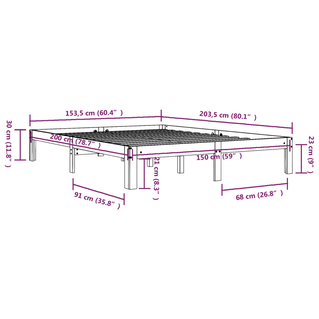 Giroletto Bianco in Legno Massello 150x200 cm King Size 810371