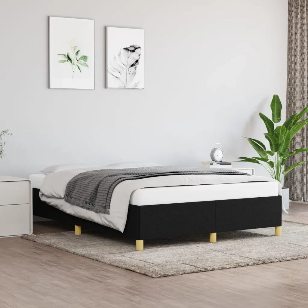 Letto matrimoniale | Letto per adulti | Giroletto senza Materasso Nero 140x190 cm in Tessuto