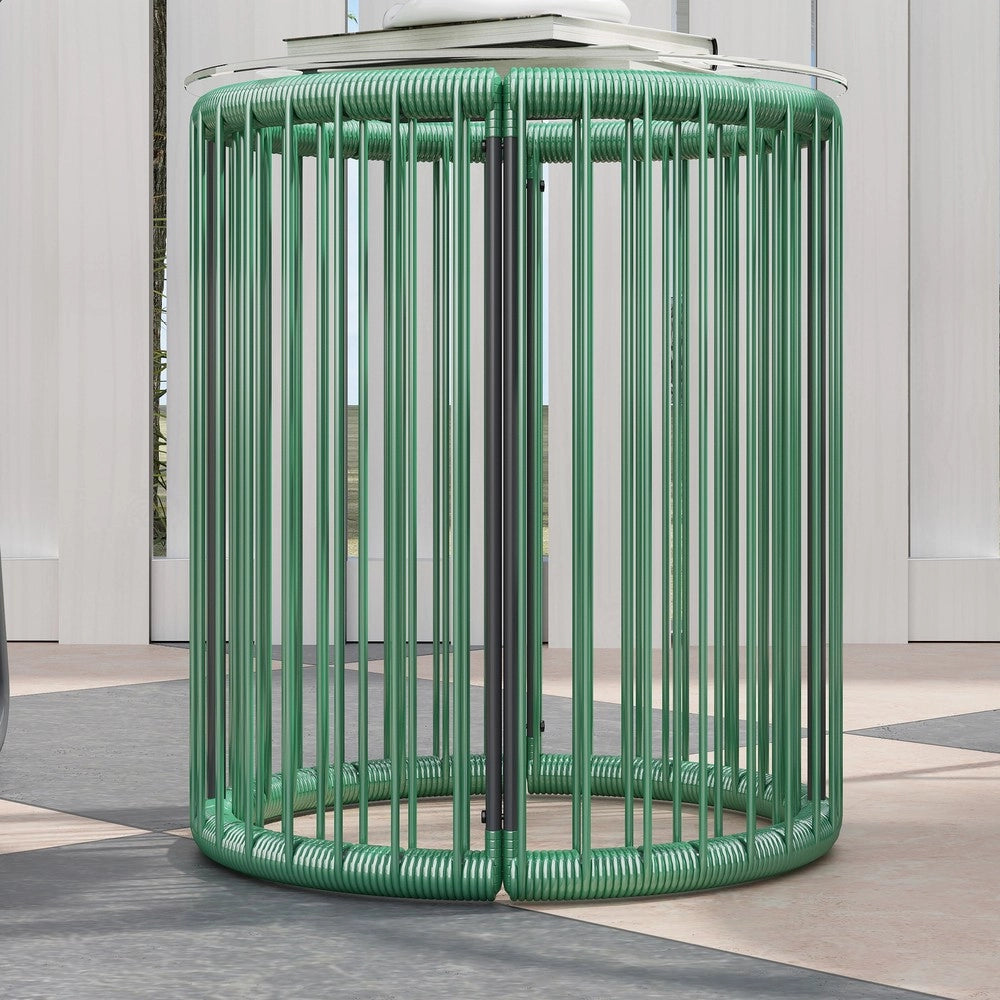 Set Divano da Giardino in Polyrattan per 2 Posti con Cuscini e Tavolino ¨C Xylo ¨C Verde, 3 Pezzi