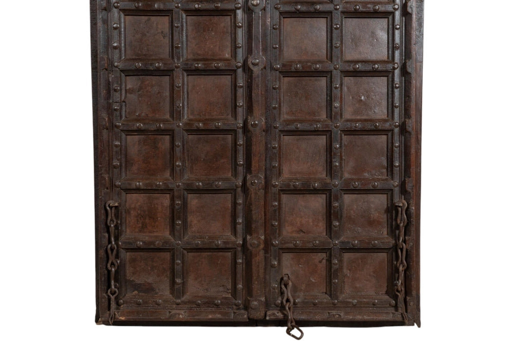Biscottini Porta portone in legno massello e ferro da interno o da esterno vecchia e antica medievale scorrevole