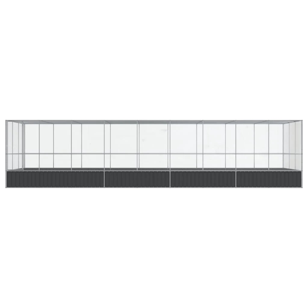 Voliera a gabbia con estensione in argento 932 x 307 x 212 cm acciaio argento 02_0045668