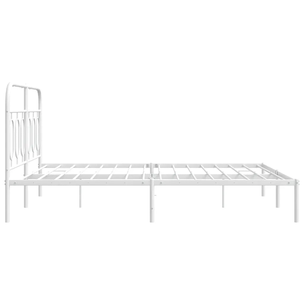 Giroletto con Testiera-Struttura Letto con testiera Metallo Bianco 135x190 cm 335362