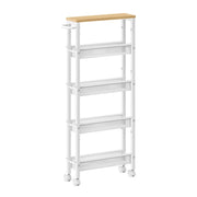 Carrello di servizio ripiano portaoggetti mobile design sottile ruote girevoli a 360° struttura in metallo per cucina soggiorno ufficio bianco 12_0005290