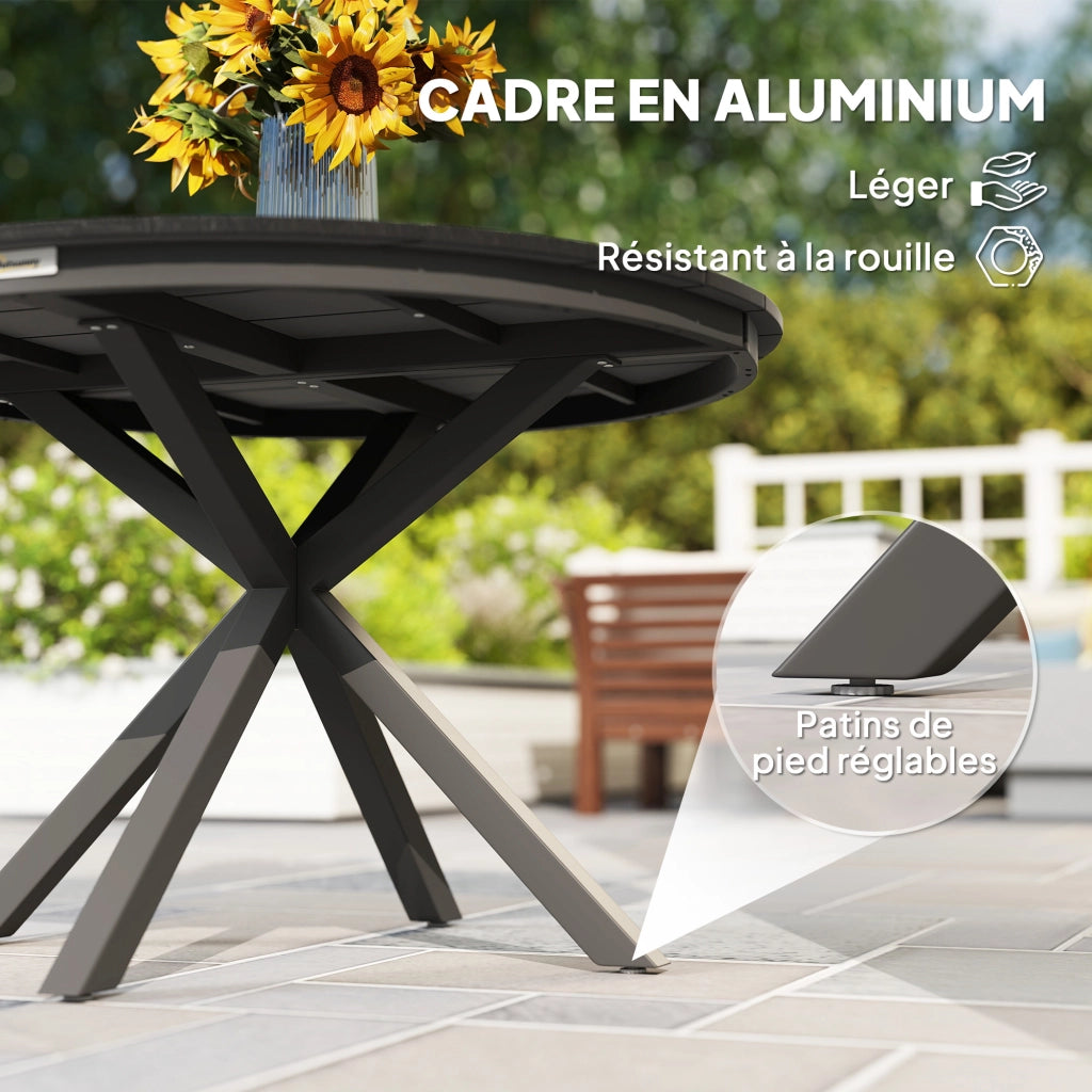 Tavolo da pranzo da giardino rotondo ¨C zephmum ¨C alluminio nero ?118 cm