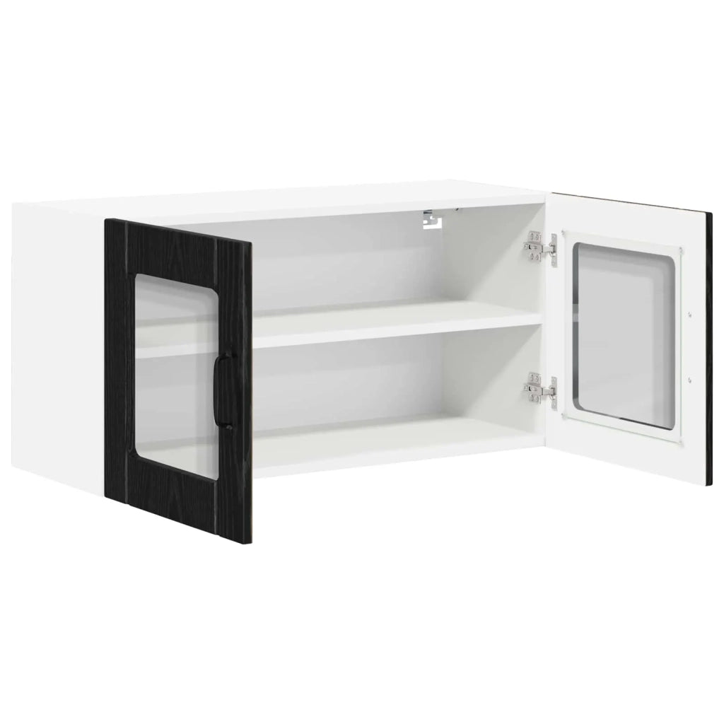 Mobile in vetro da parete LUCCA Rovere Nero 80 x 31 x 40 cm 884946