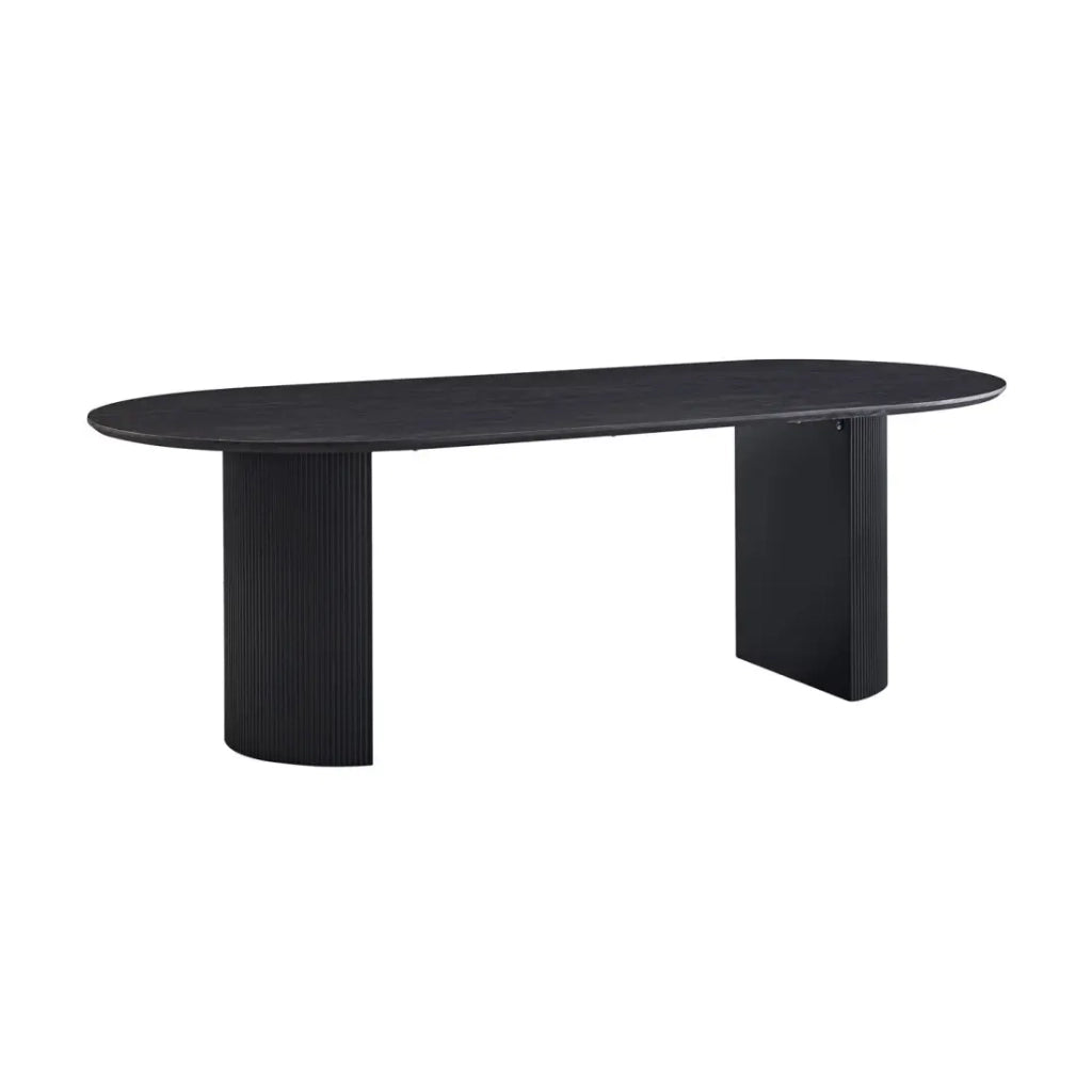 Tavolo da pranzo ovale VAGOS effetto legno marrone scuro lunghezza 220cm, ideale per una sala da pranzo accogliente
