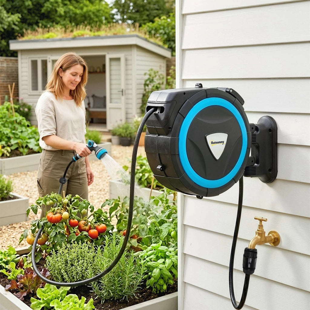 Irrigatore Muro con Tubo 14+1,5 m ¨C zephmum ¨C Blu, 49x15x37cm