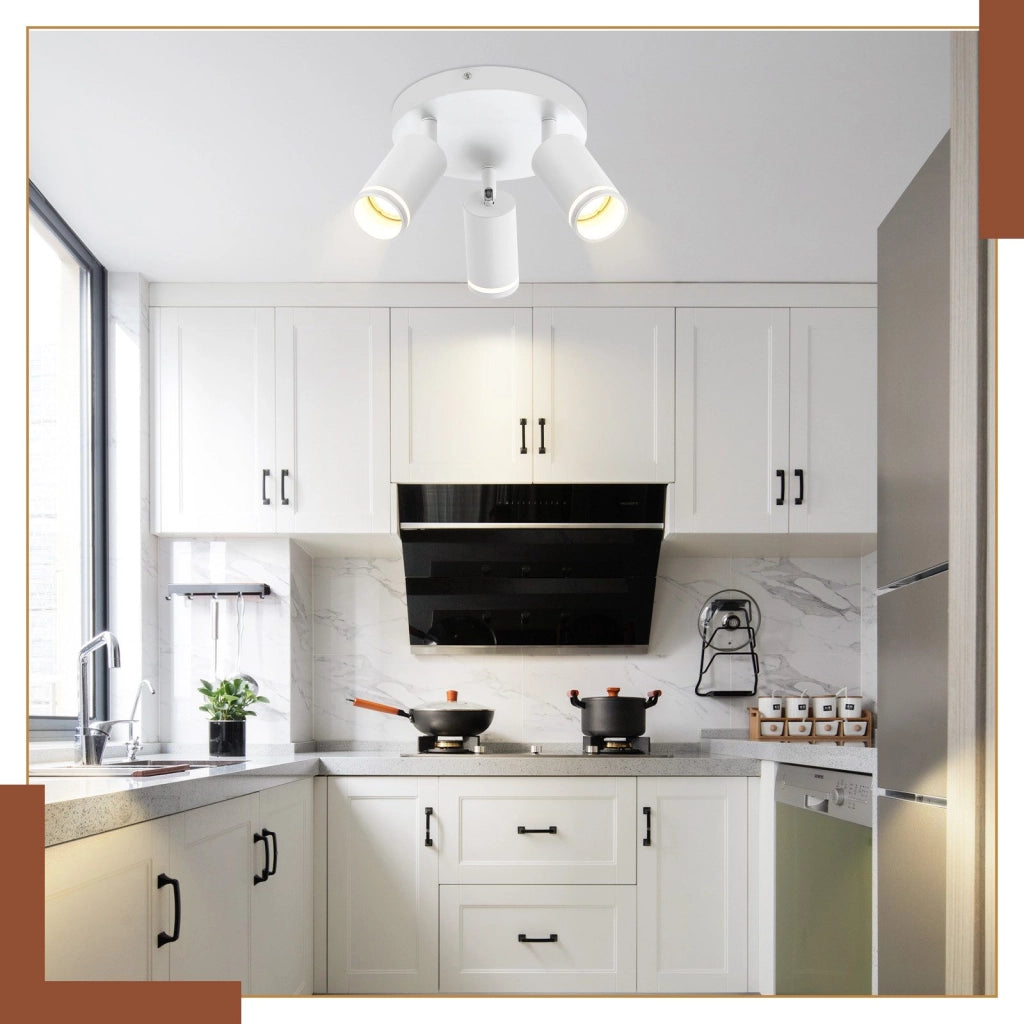ZMH Faretto da soffitto bianchi 3 fiamme orientabili 355° per camera letto