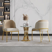 Sedia da pranzo con Schienale Ergonomico e Piedini Regolabili, Design Minimalista, Metallo e Legno, Beige Cachi