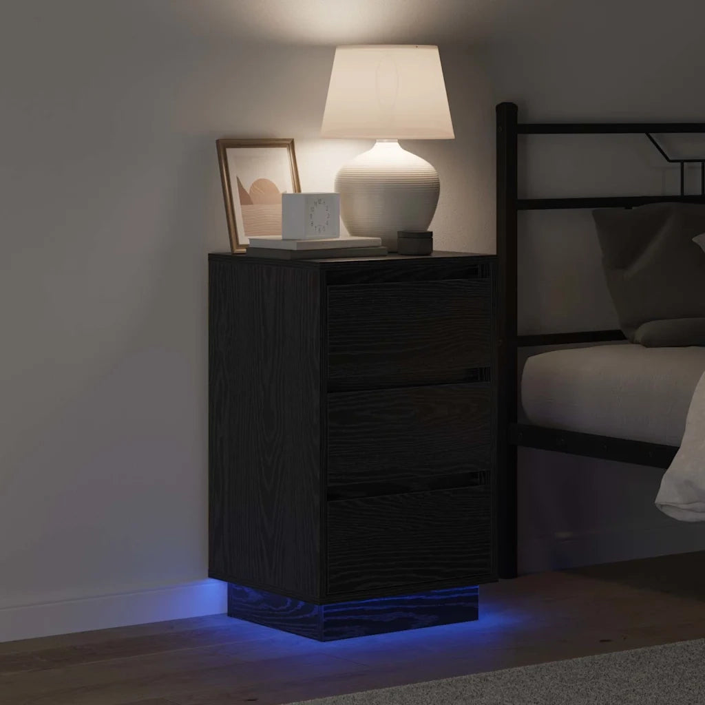 Comodino | Armadio da Notte | Mobiletto da notte con cassetto Rovere Nero 39 x 34,5 x 65 cm