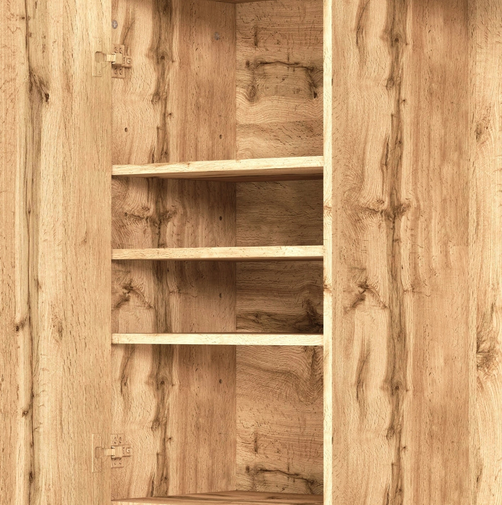 Mobile ingresso multifunzione con specchio; panca e scarpiera 90 x 34;5 x 190 cm; naturale