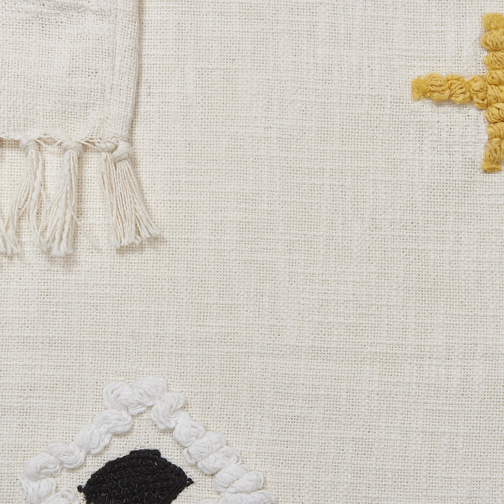 Coperta in cotone beige e rosa 130 x 180 cm copriletto in ricamo fatto a mano con motivo lama accogliente con nappe