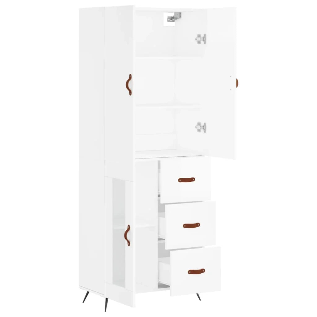 Buffet credenza cassettiera armadio mobile contenitore organizer cucina soggiorno salotto alto 69,5 x 34 x 180 cm legno ingegnerizzato bianco 02_0032654