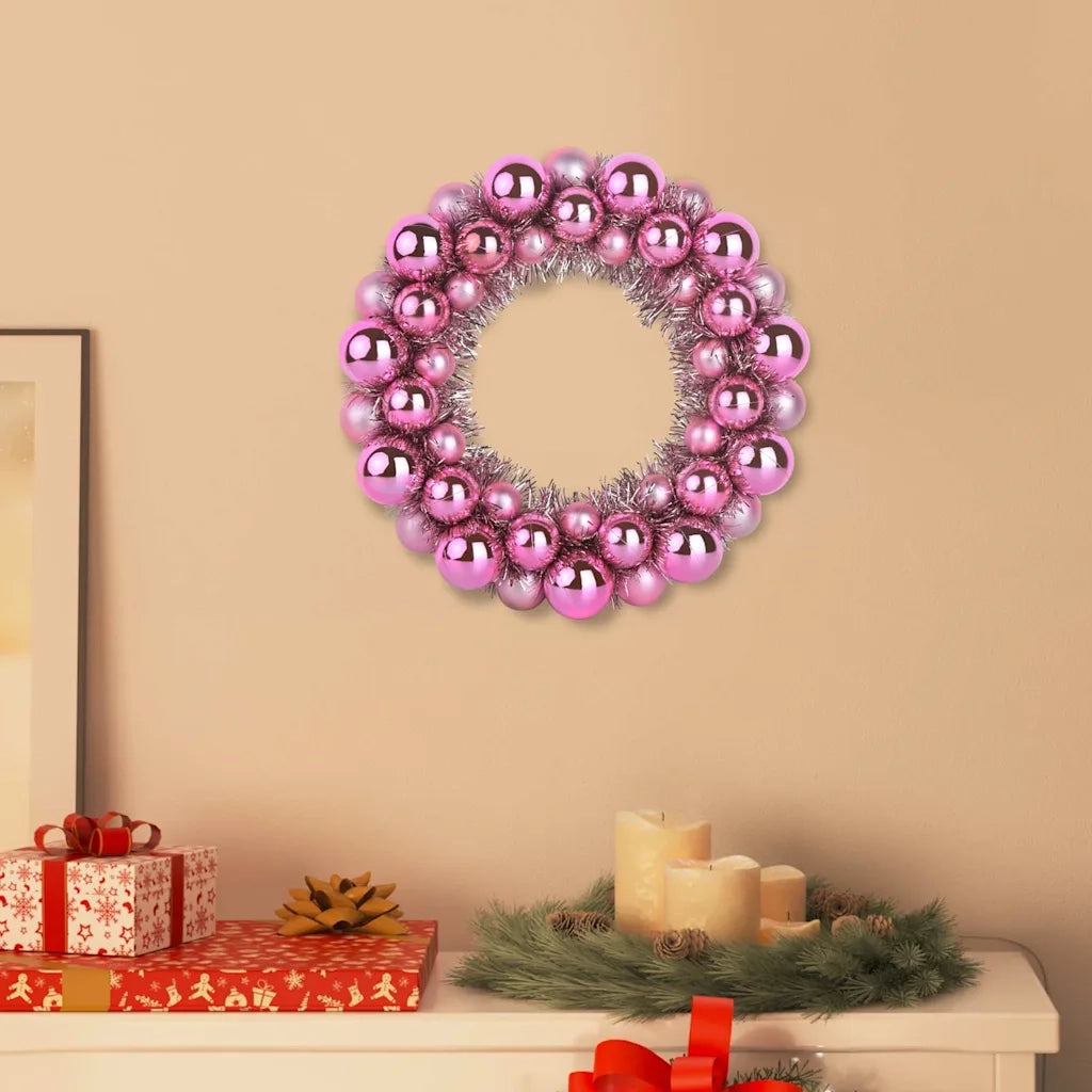 Corone di Palline di Natale 2 pz Rosa 33 x 33 x 7 cm CFW6067595