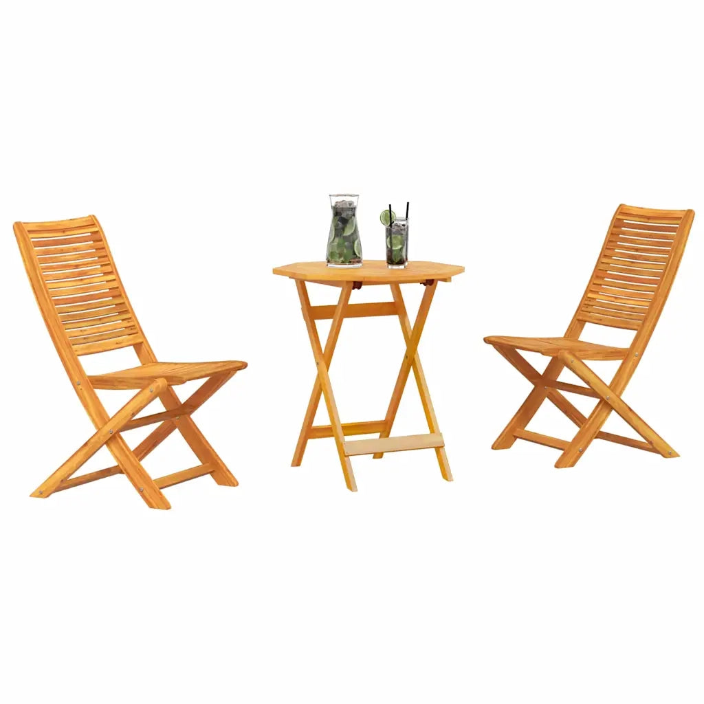 Set Bistro Pieghevole 3 pcs Marrone Legno di Acacia Massello 3375698