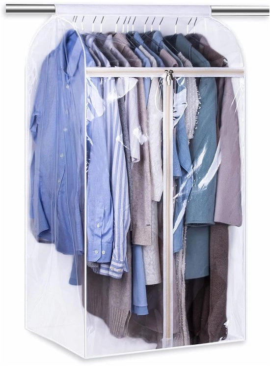 Hoes per abbigliamento trasparente lunga 109 cm con cerniera, protezione per abito da sera con cerniera
