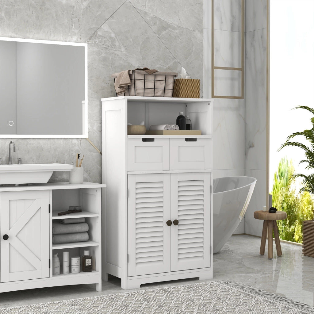 Mobile bagno armadietto con ante cassetti ripiano ¨C Minimal ¨C bianco 61x30,5x109,5 cm