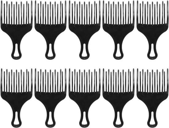 Set di pettini a 10 pezzi per capelli ricci - Set di pettini in plastica per stile e detangling - Adatto per capelli afro, ricci e ondulati