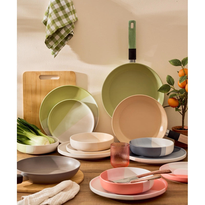 Set di 4 confezioni 2 Padelle 24/28 Mood Green Alluminio Forgiato F induzione