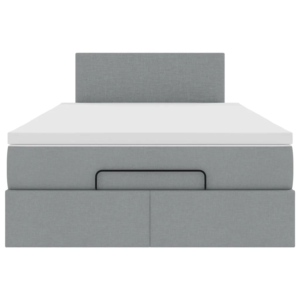 vidaXL Pouf Letto con Materasso Grigio Chiaro 120x200 cm in Tessuto