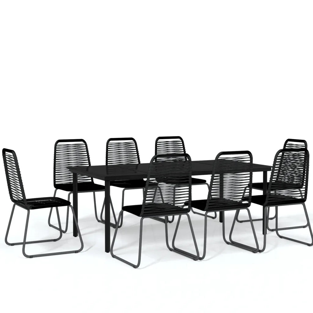 Set da Pranzo per Giardino 9 pz con Cuscini Nero cod mxl 35277